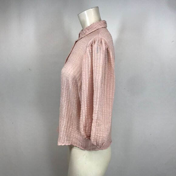 IDEM DITTO -WOMEN'S MEDIUM - PINK 3/4 SLEEVE BUTTON COLLARED VISCOSE BLEND TOP - Picture 6 of 8